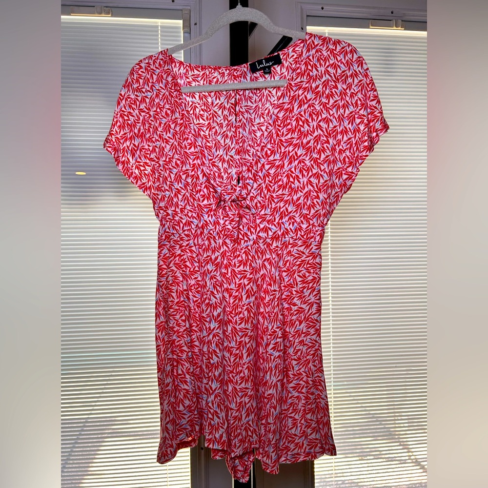 Lulus Dondi romper 
Red Leaf Print Women's Top